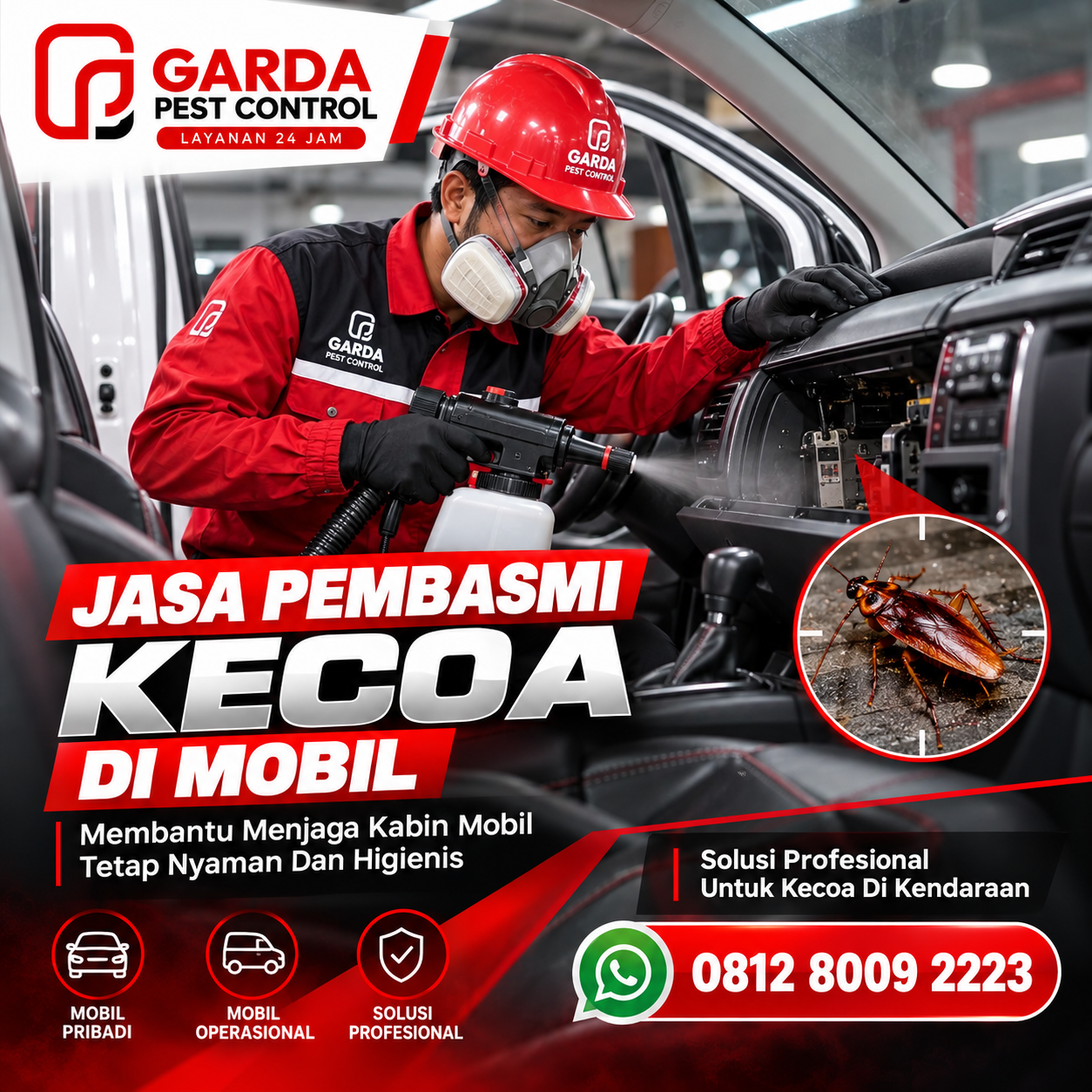 Jasa Pembasmi Kecoa Mobil Armada Travel Pekalongan